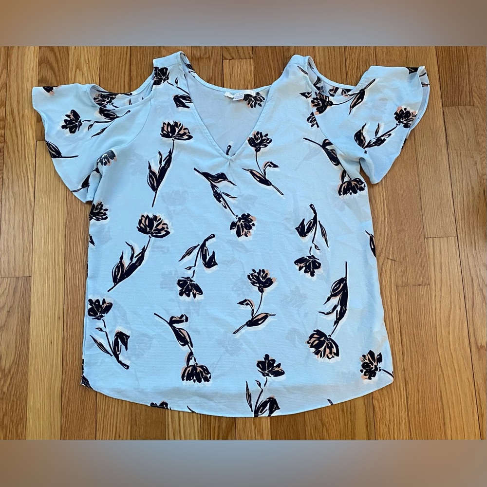 Chic Floral Cold Shoulder Blouse